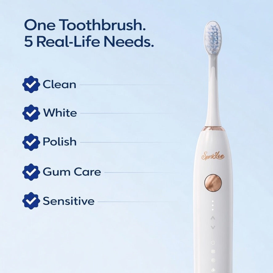 Cepillo de Dientes Sónico SparkLux, Limpia hasta 10 veces Mejor que un Cepillo de Dientes Manual, Diseñado y Recomendado por Profesionales Dentales
