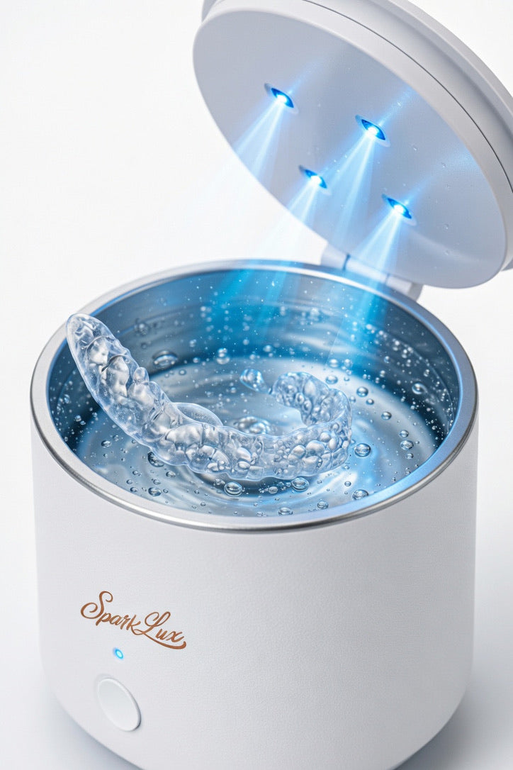 SparkLux Ultrasonic Cleaner – Compact, Rechargeable & Low-Noise Device for Aligners, Retainers, Dentures & Oral Appliances