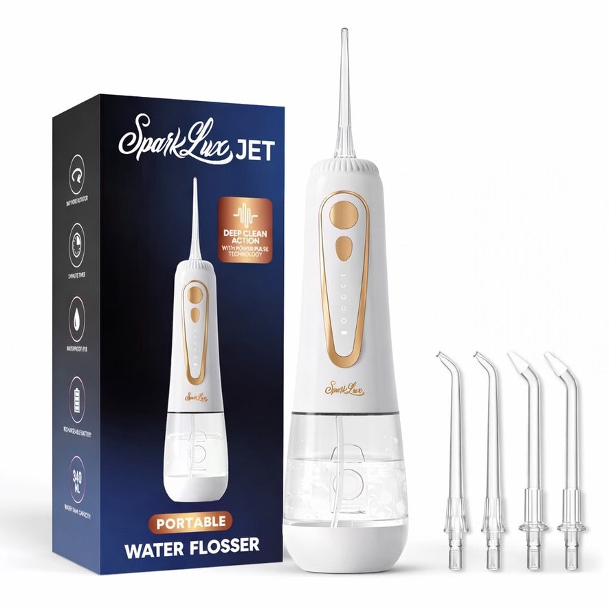 Limpiador bucal portátil SparkLux Jet, Limpieza profunda, Pulso de potencia, Depósito de 340ml